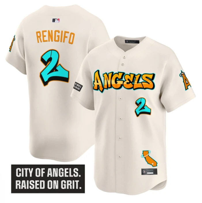 Luis Rengifo Jersey #2 Los Angeles Angels Graffiti Halo Drop Edition Cream by My Store