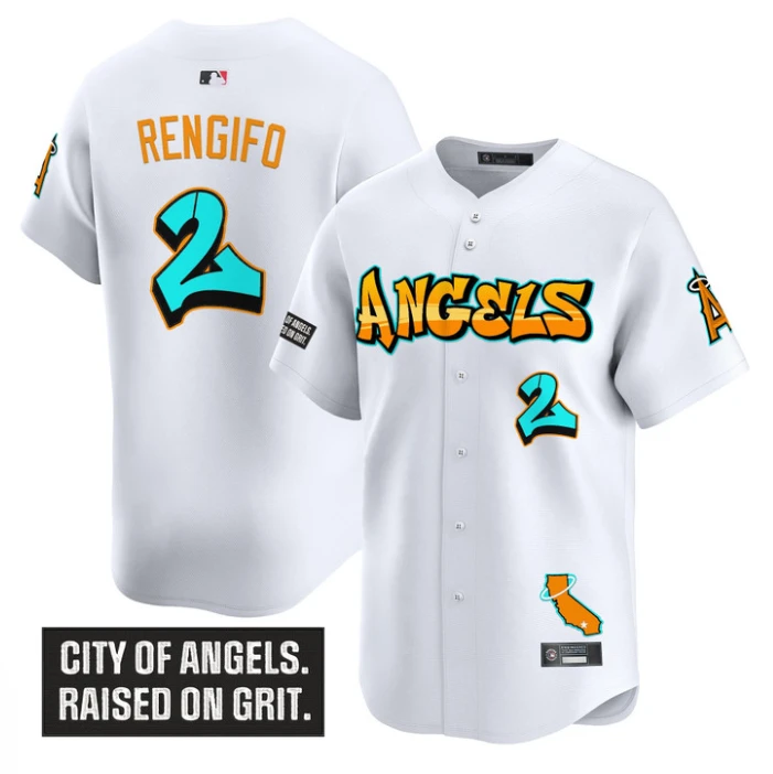Luis Rengifo Jersey #2 Los Angeles Angels Graffiti Halo Drop Edition White by My Store