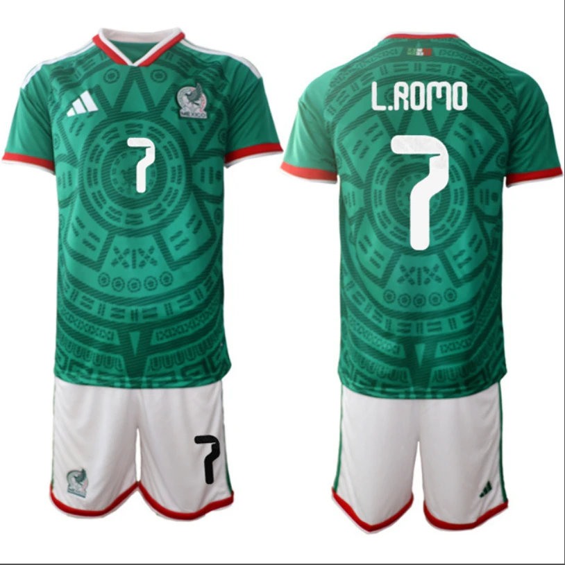 Luis Romo Jersey #7 Mexico Team 2025-26 Green Home Soccer Suit by Soccer Jersey