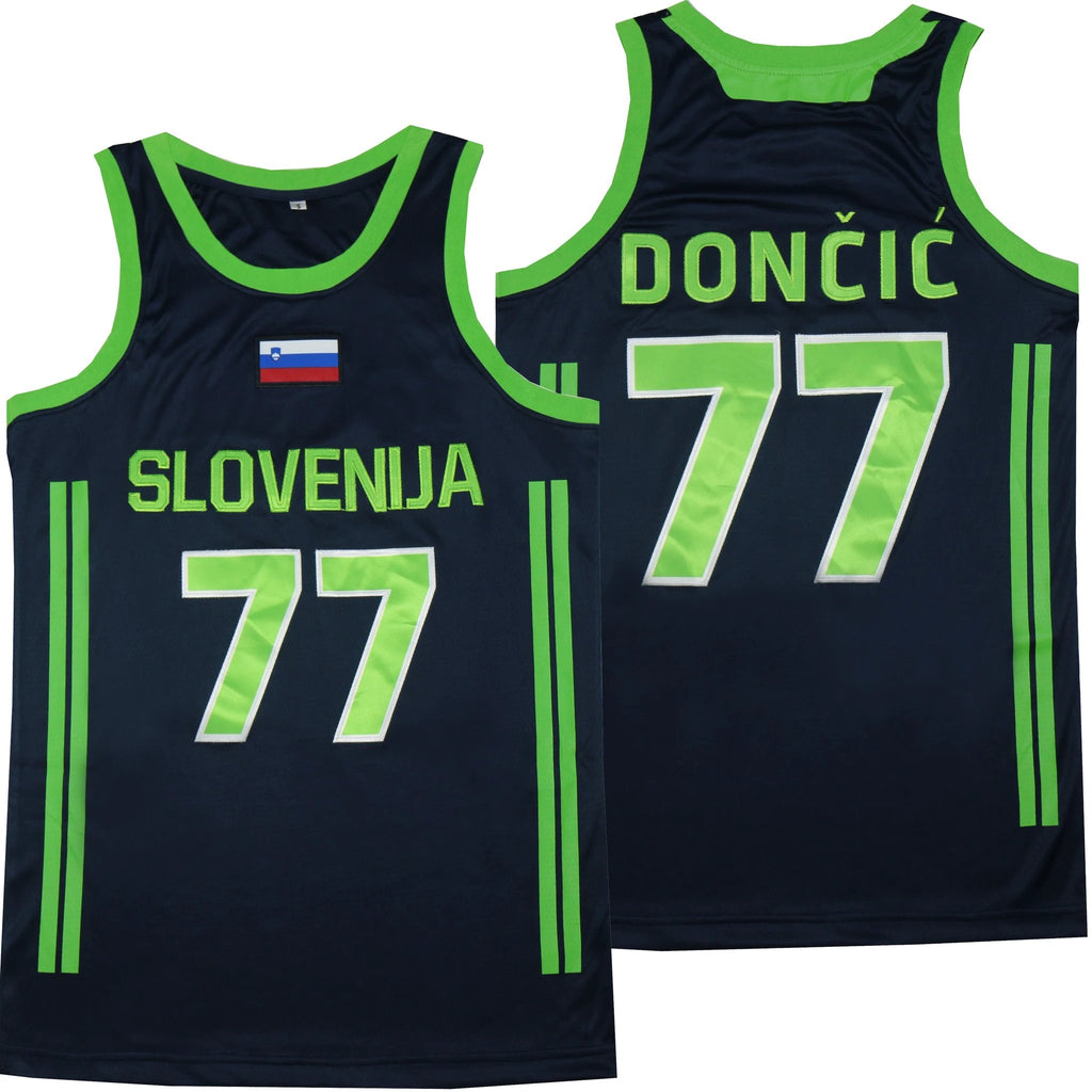Luka Doncic #77 Slovenija Movie Basketball Jersey Black by My store basketball