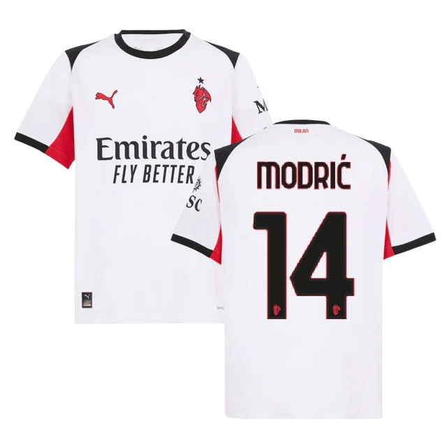 Luka Modric 14 AC Milan 2025-26 Away Men Jersey – White by Soccer Jersey