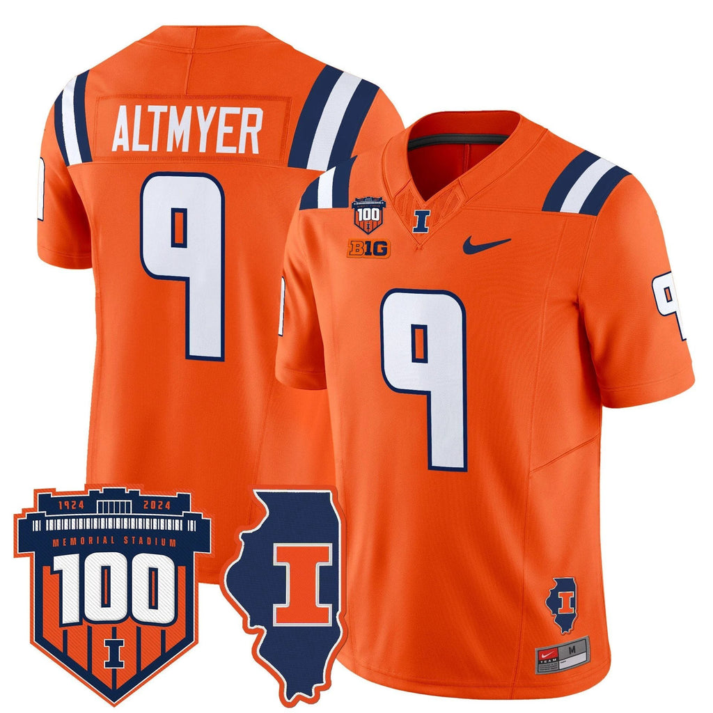 Luke Altmyer Jersey #9 Illinois Fighting 100th Memorial Stadium Orange by My Store