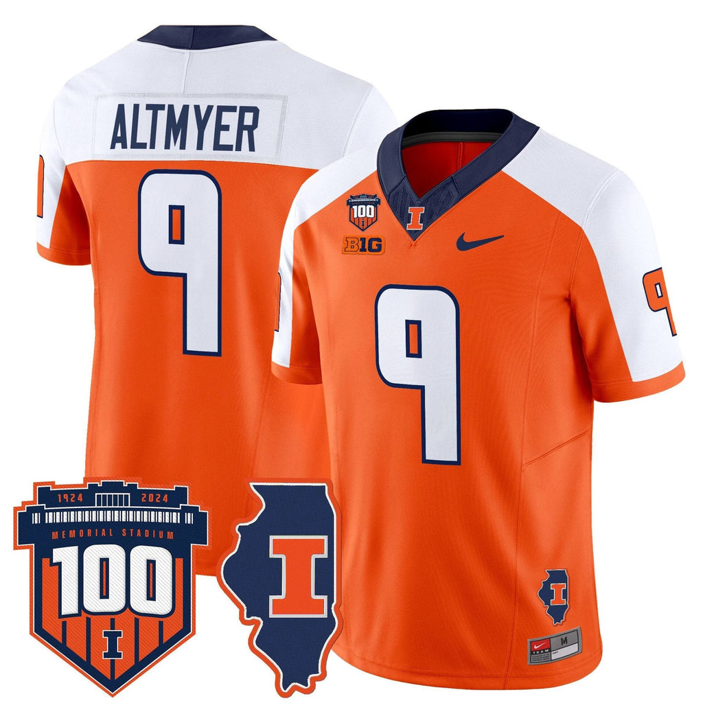 Luke Altmyer Jersey #9 Illinois Fighting 100th Memorial Stadium Orange Alternate by My Store