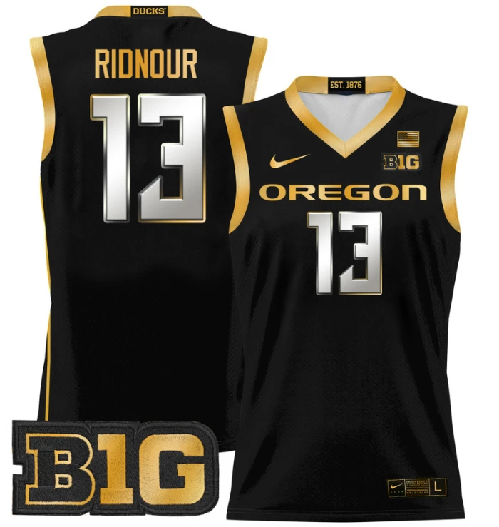 Luke Ridnour Jersey #13 Oregon Ducks 2024 Lightweight Basketball Black Gold by My store basketball