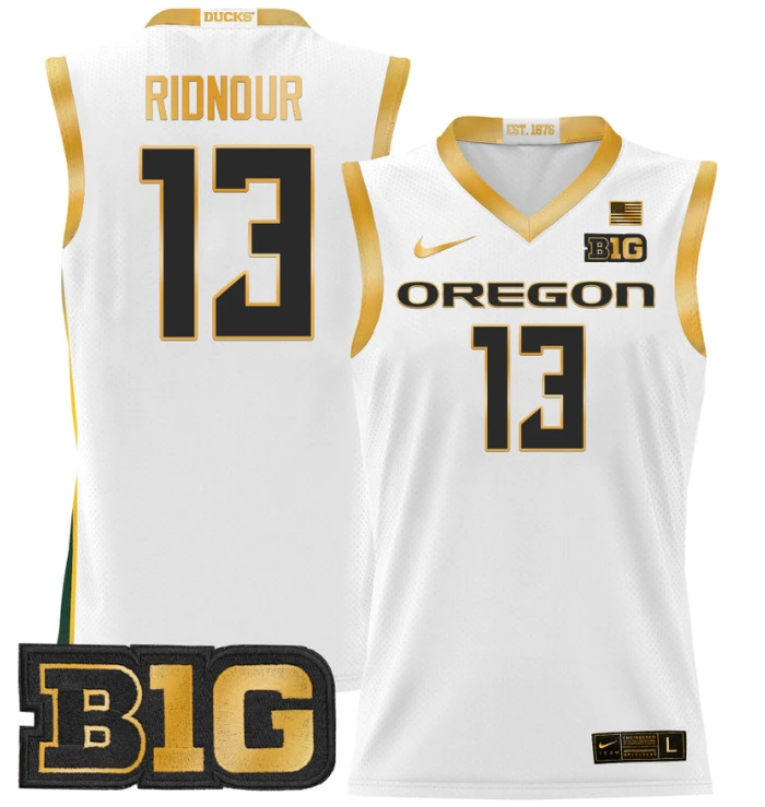 Luke Ridnour Jersey #13 Oregon Ducks 2024 Lightweight Basketball White Gold by My store basketball