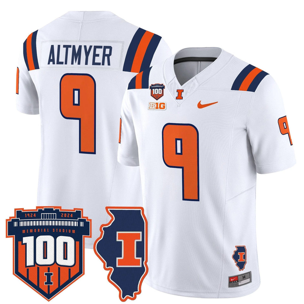 Luke Altmyer Jersey #9 Illinois Fighting 100th Memorial Stadium White by My Store