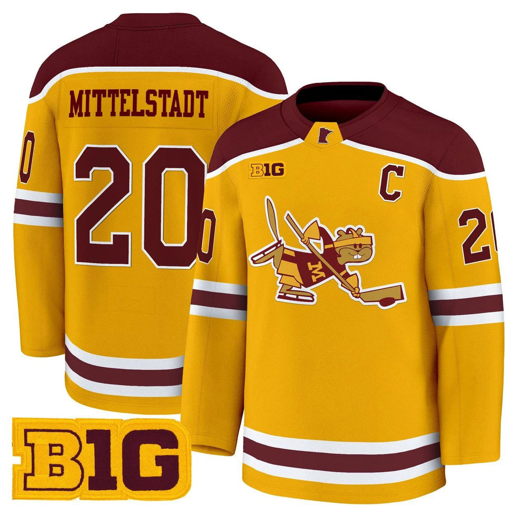 Luke Mittelstadt Jersey #20 Minnesota Golden Gophers 2025-26 Premium Stitched by Hockey David