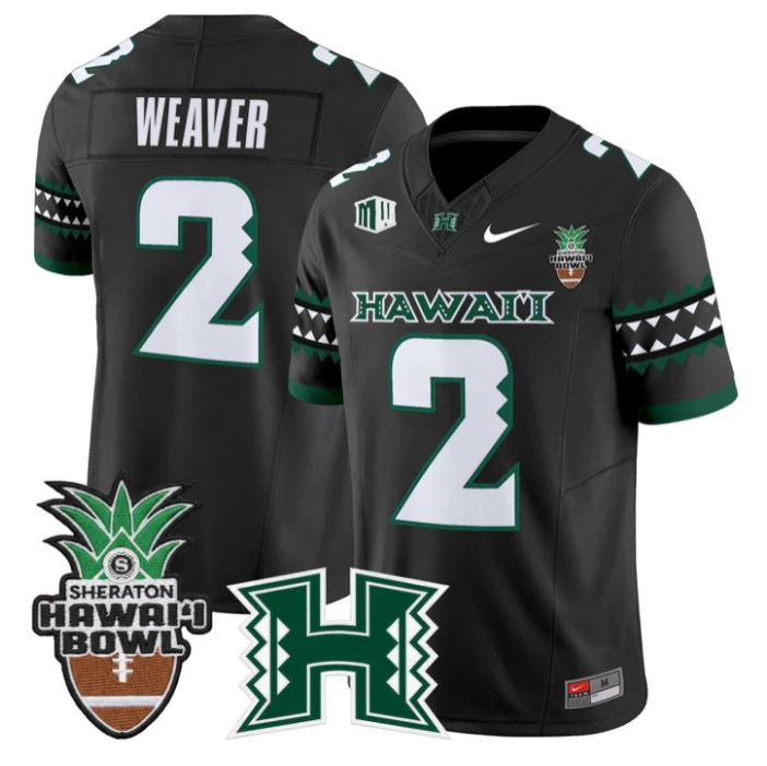 Luke Weaver Jersey #2 Hawai'i Rainbow 2025 Hawai'i Bowl Stitched by My Store NCAA Football Jerseys