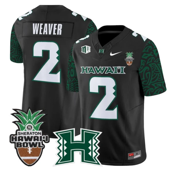 Luke Weaver Jersey #2 Hawai'i Rainbow 2025 Hawai'i Bowl Stitched Black Limited by My Store NCAA Football Jerseys