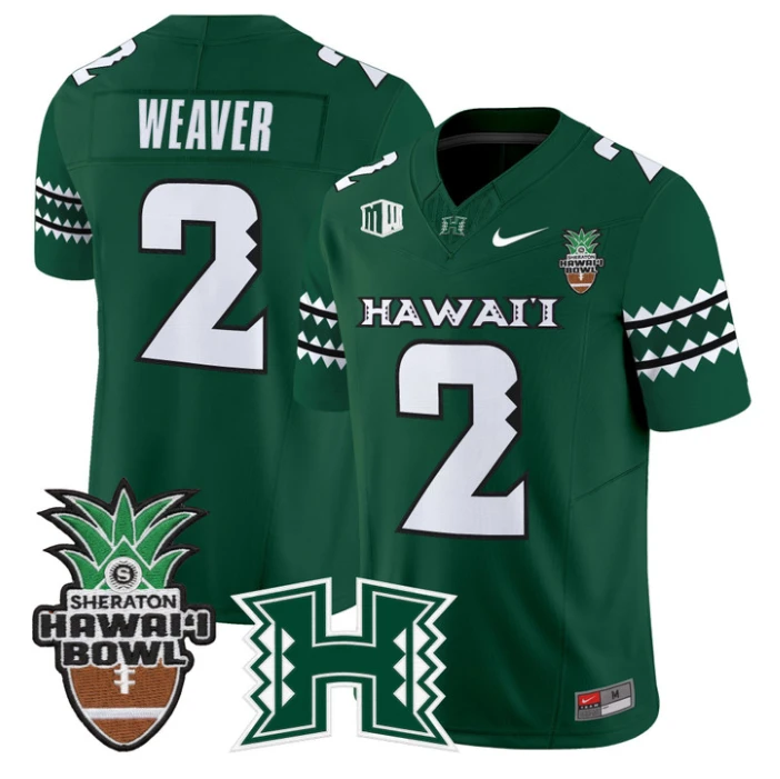 Luke Weaver Jersey #2 Hawai'i Rainbow 2025 Hawai'i Bowl Stitched by My Store NCAA Football Jerseys