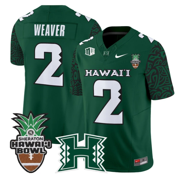 Luke Weaver Jersey #2 Hawai'i Rainbow 2025 Hawai'i Bowl Stitched Black Limited by My Store NCAA Football Jerseys