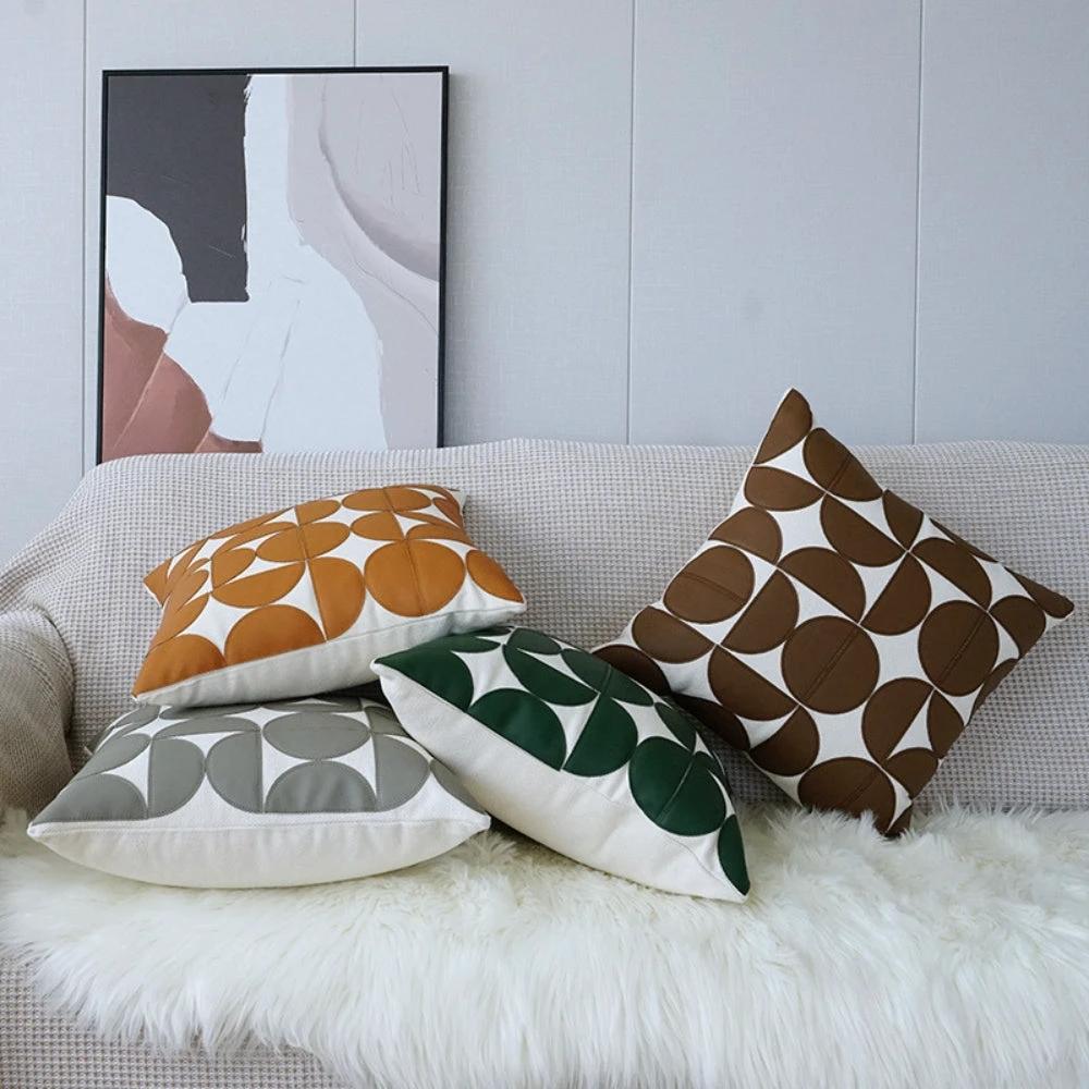 Luxury Embroidered Faux Leather Sofa Cushion Cover by Casa & Beyond