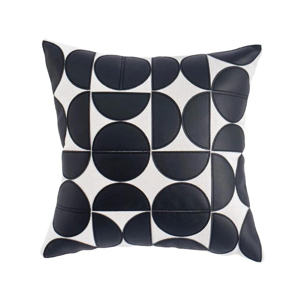 Luxury Embroidered Faux Leather Sofa Cushion Cover by Casa & Beyond