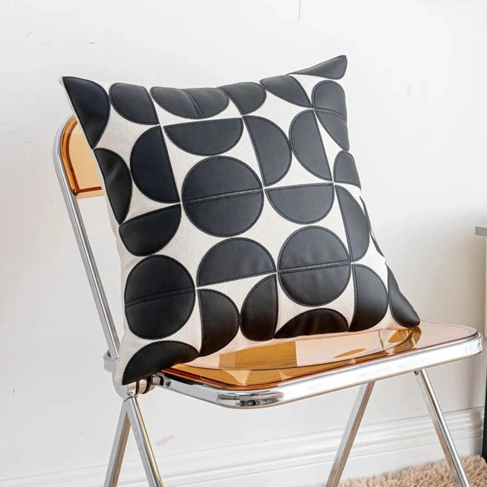 Luxury Embroidered Faux Leather Sofa Cushion Cover by Casa & Beyond