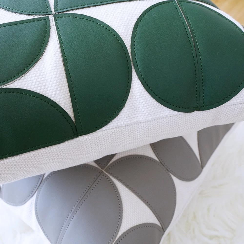 Luxury Embroidered Faux Leather Sofa Cushion Cover by Casa & Beyond