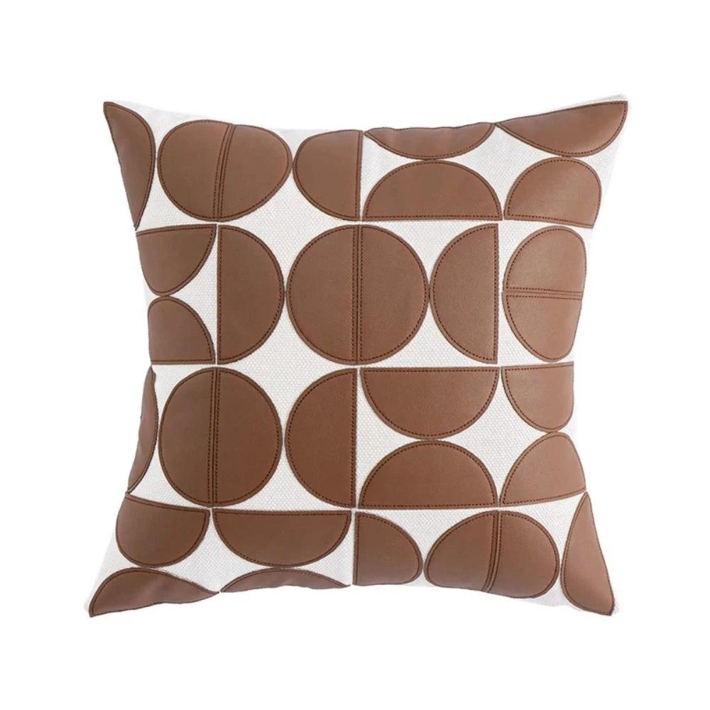 Luxury Embroidered Faux Leather Sofa Cushion Cover by Casa & Beyond