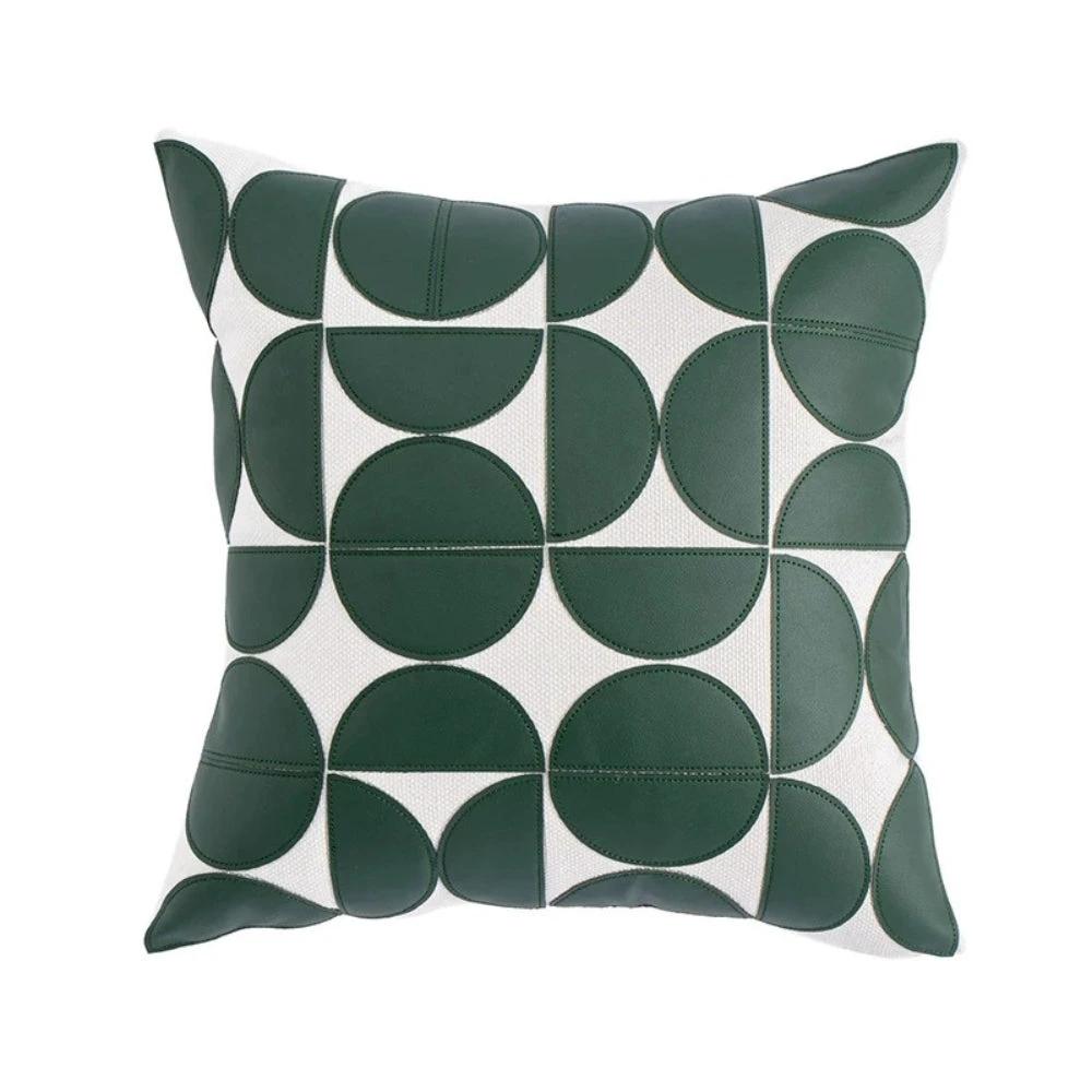 Luxury Embroidered Faux Leather Sofa Cushion Cover by Casa & Beyond