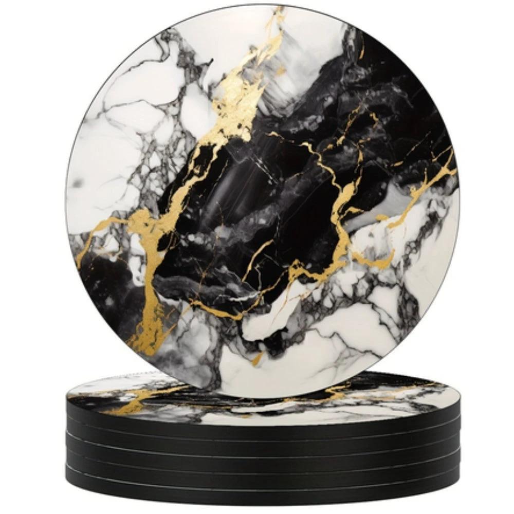 Luxury Marble Effect Drink Coasters | 5pcs Set by Casa & Beyond