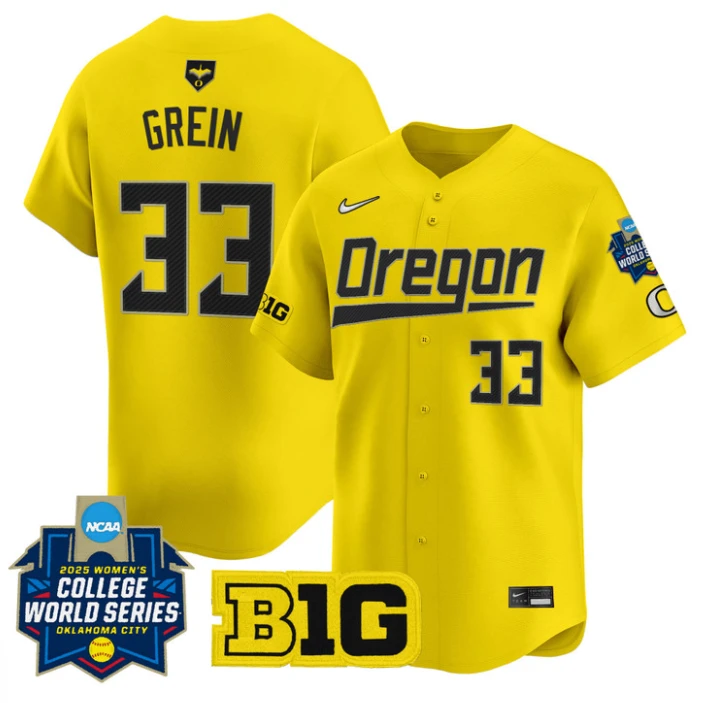Lyndsey Grein Jersey #33 Oregon Ducks Softball 2025 World Series Stitched Yellow by My Store