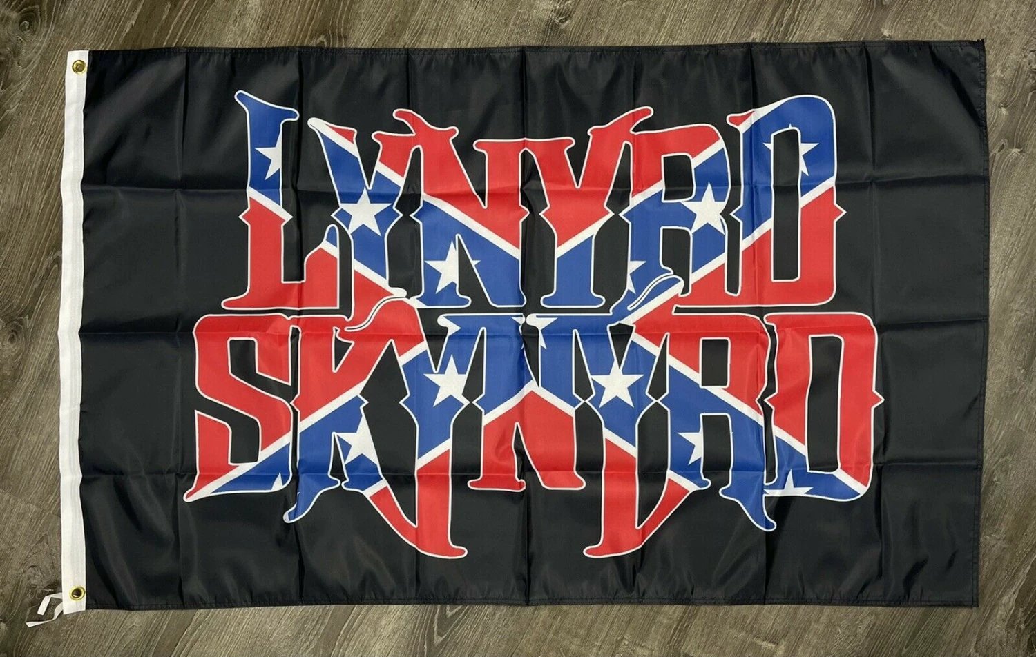 Lynyrd Skynyrd Flag 3x5 ft Black Banner Rock and Roll Van Zant Man-Cave Pub Bar by flagsjustdoit