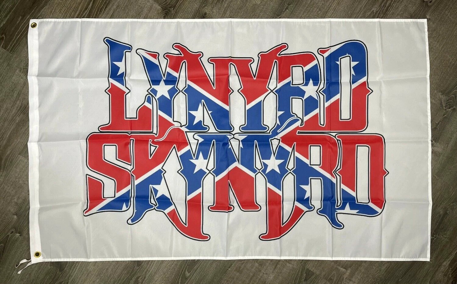 Lynyrd Skynyrd Flag 3x5 ft White Banner Rock and Roll Van Zant Man-Cave Pub Bar by flagsjustdoit