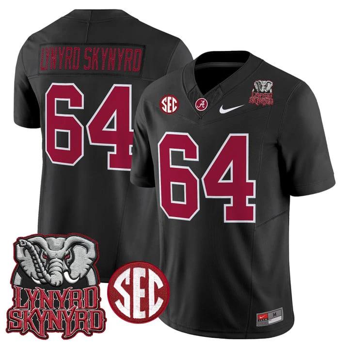 Lynyrd Skynyrd Jersey #64 Alabama Crimson Tide Alabama Map Stitched by My Store NCAA Football Jerseys