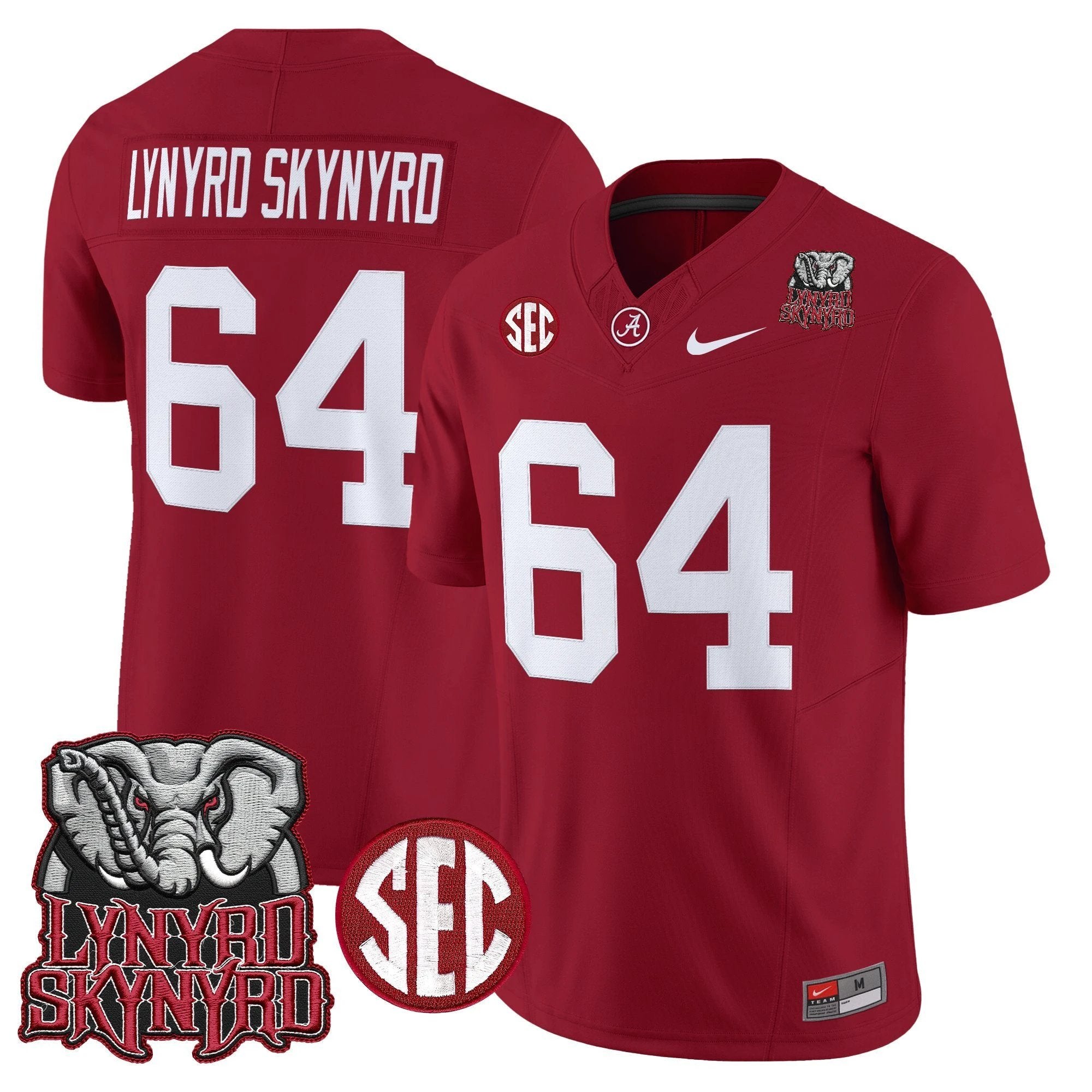 Lynyrd Skynyrd Jersey #64 Alabama Crimson Tide Alabama Map Stitched by My Store NCAA Football Jerseys