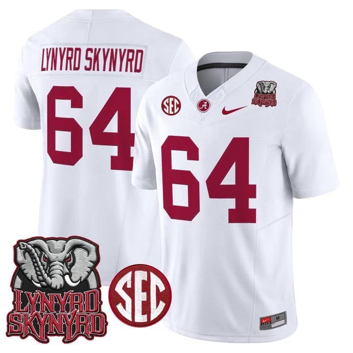 Lynyrd Skynyrd Jersey #64 Alabama Crimson Tide Alabama Map Stitched by My Store NCAA Football Jerseys