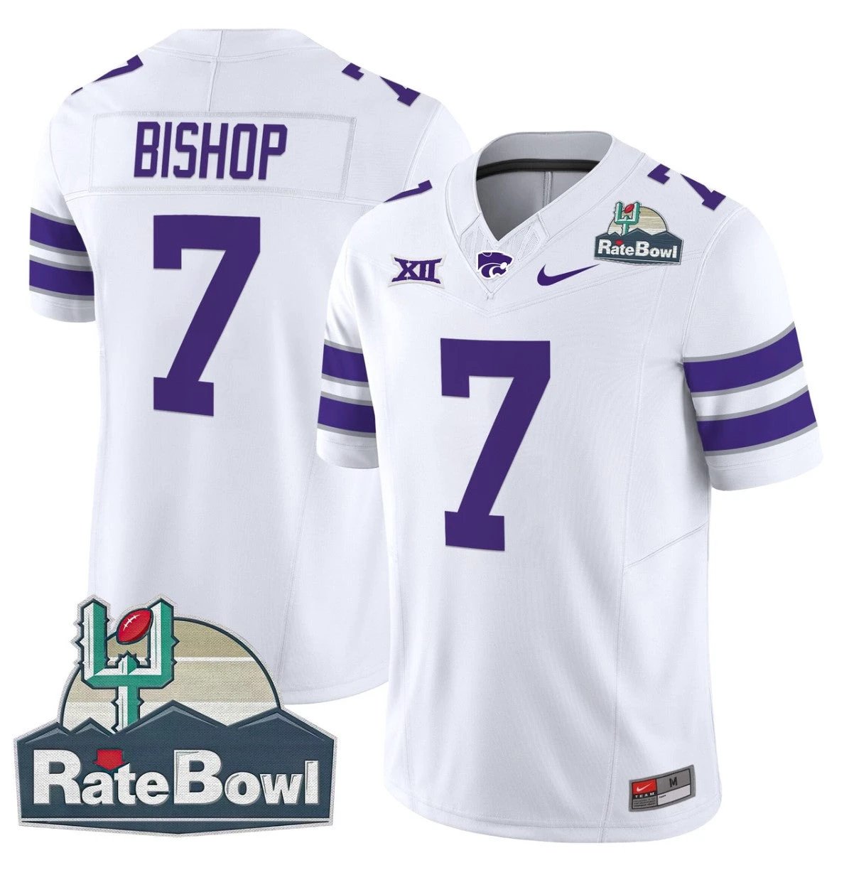 Michael Bishop Jersey #7 Kansas State Wildcats 2025 Rate Bowl Patch White by My Store