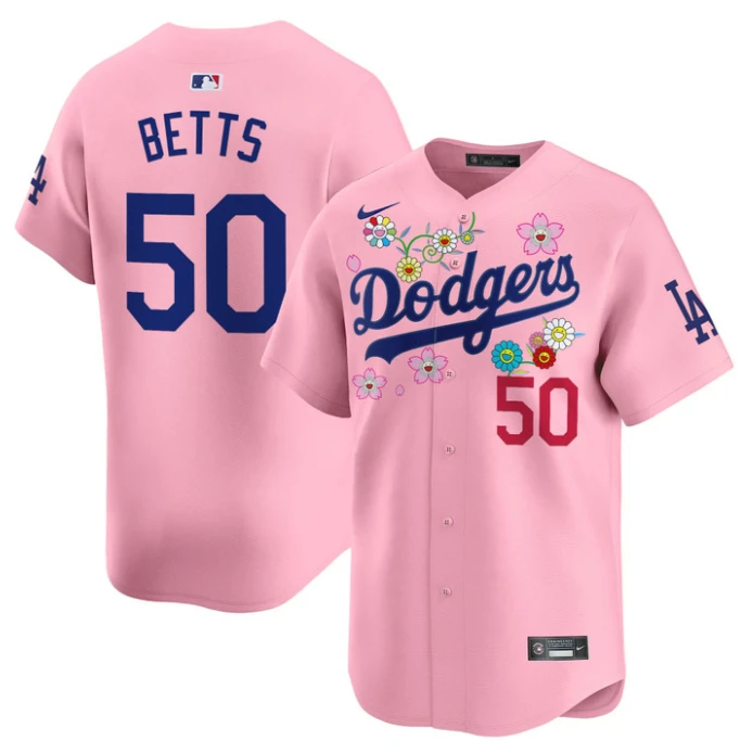 Mookie Betts Jersey #50 Dodgers x Takashi Murakami 2025 Vapor Limited Stitched Cherry Blossom by My Store