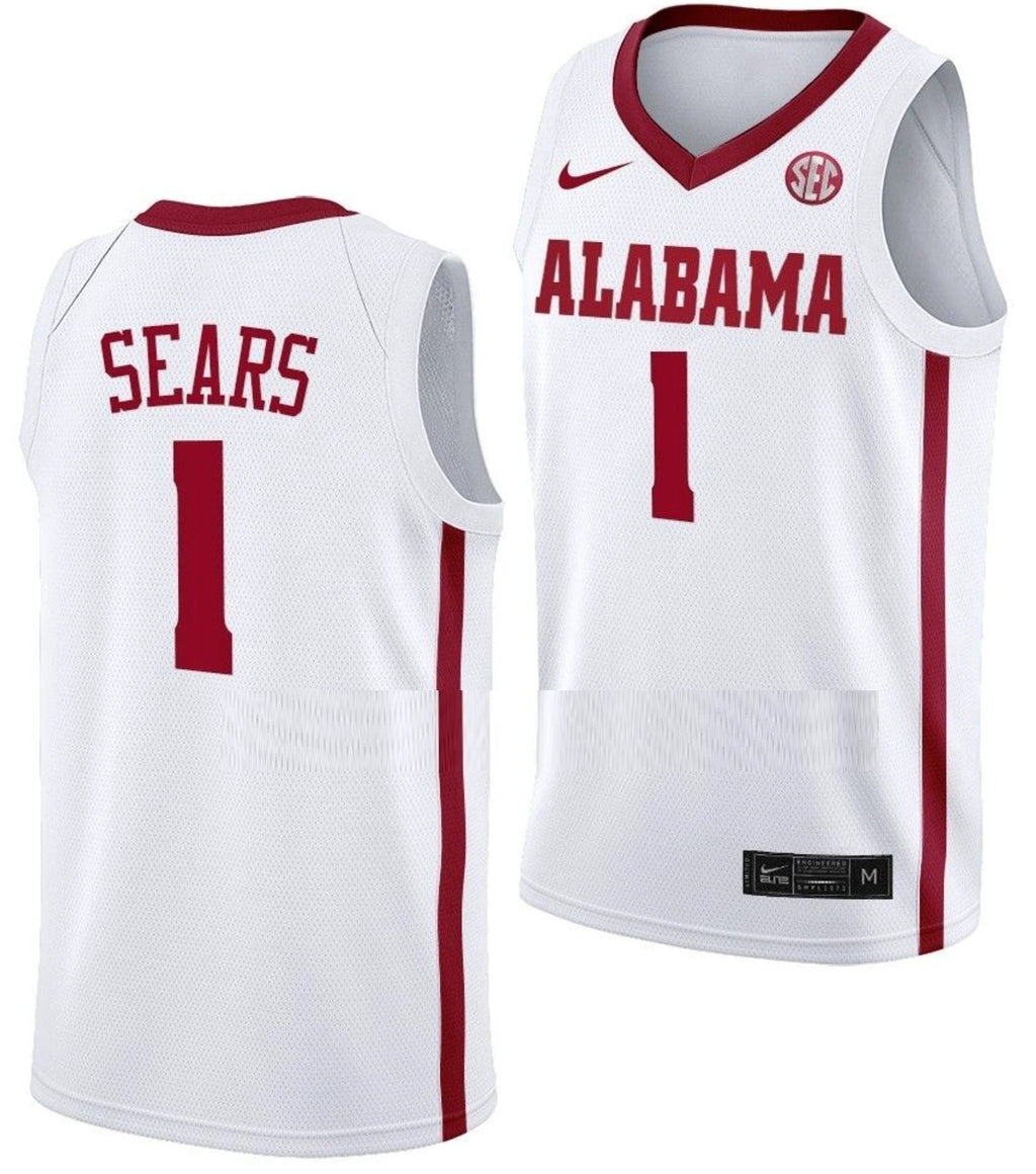 Mark Sears Jersey Alabama Crimson Tide College Basketball White #1 by My store basketball