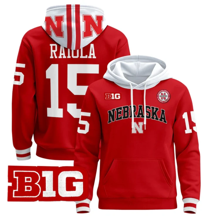Men's Dylan Raiola Hoodie #15 Nebraska Cornhuskers 2024 Pullover by Hoodie Pullover