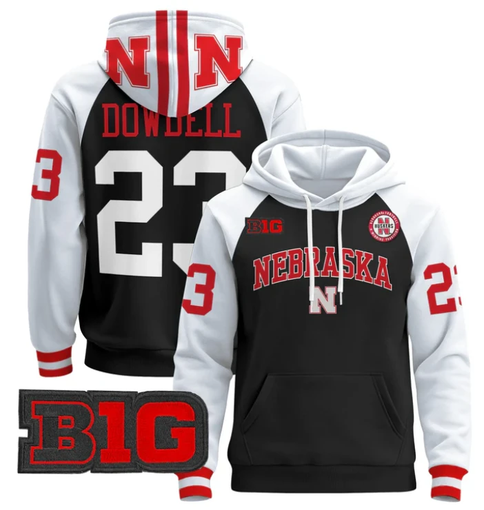 Men's Dante Dowdell Hoodie #23 Nebraska Cornhuskers 2024 Pullover by Hoodie Pullover