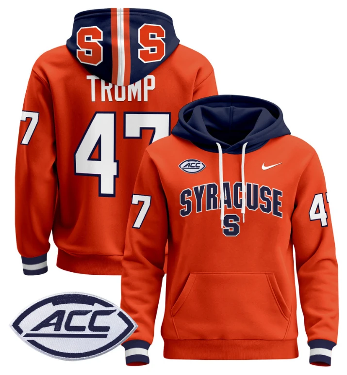 Men's Donald Trump Hoodie #47 Syracuse Orange 2024 Pullover V2 by Hoodie Pullover