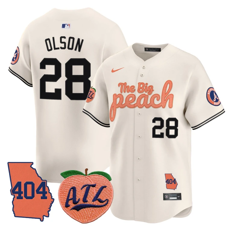 Matt Olson Jersey #28 Atlanta Braves 404 & The Big Peach Premier Limited Stitched Cream by My Store