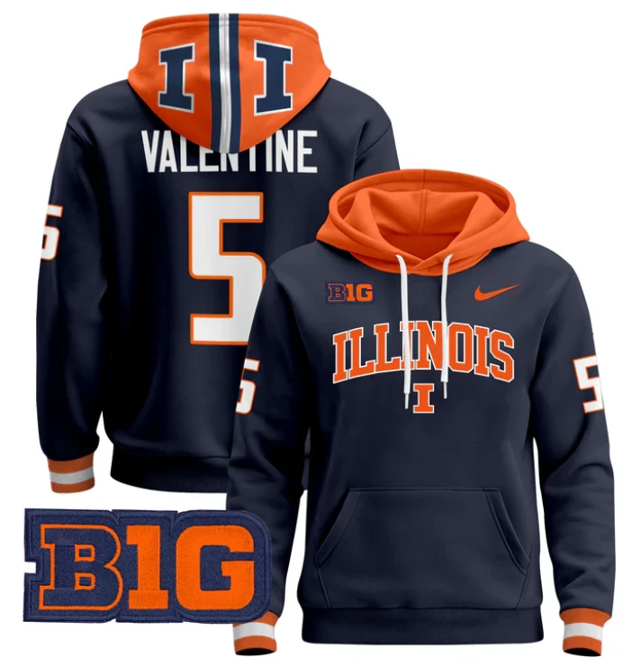Ca'Lil Valentine Hoodie #5 Illinois Fighting Illini Pullover by Hoodie Pullover