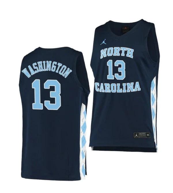 Men's #13 Jalen Washington Jersey North Carolina Tar Heels College Basketball Jerseys Navy by My store basketball