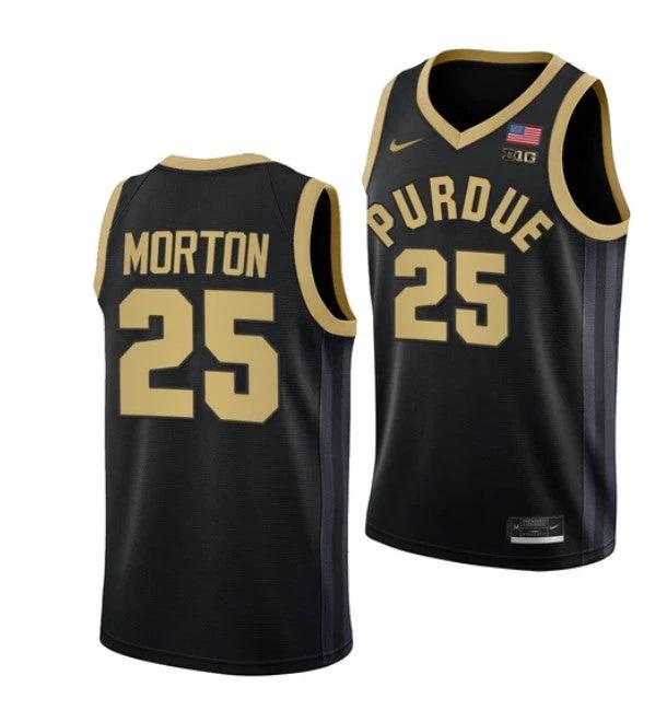 Men's #25 Ethan Morton Jersey Purdue Boilermakers College Basketball Jerseys Black by My store basketball