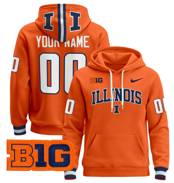 Custom Illinois Fighting Illini Hoodie 2024 Pullover by Hoodie Pullover
