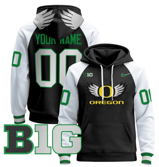 Custom Oregon Ducks Hoodie Name, Number 2024 Pullover V3 Black Alternate by Hoodie Pullover