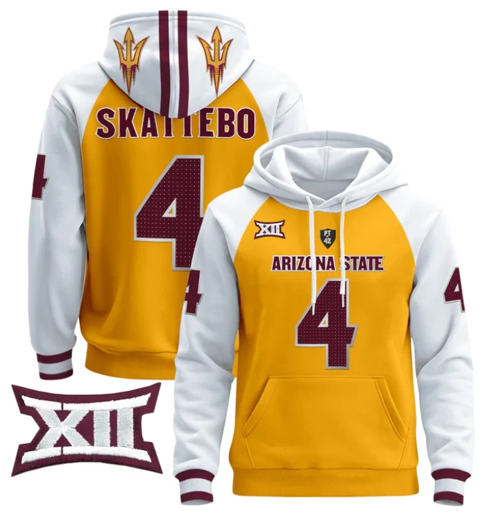 Cam Skattebo Hoodie #4 Arizona State Pullover Stitched V4 by Hoodie Pullover