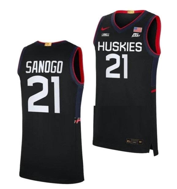 Men's #21 Adama Sanogo Jersey UConn Huskies College Basketball Jerseys Black by My store basketball