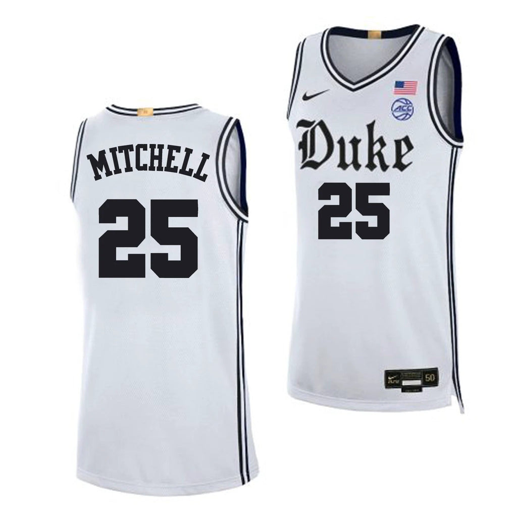 Mark Mitchell Jersey #25 Duke Blue Devils College Basketball White Alternative by My store basketball