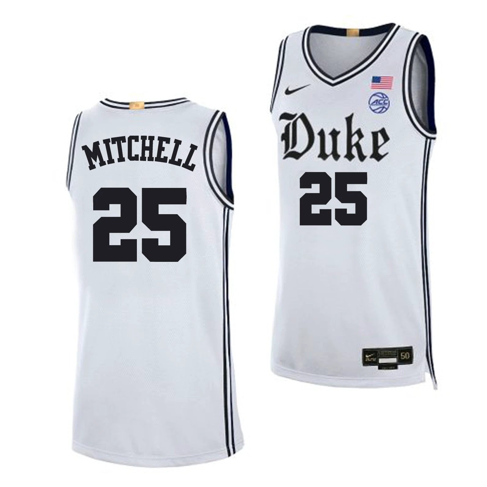 Mark Mitchell Jersey #25 Duke Blue Devils College Basketball White Alternative by My store basketball