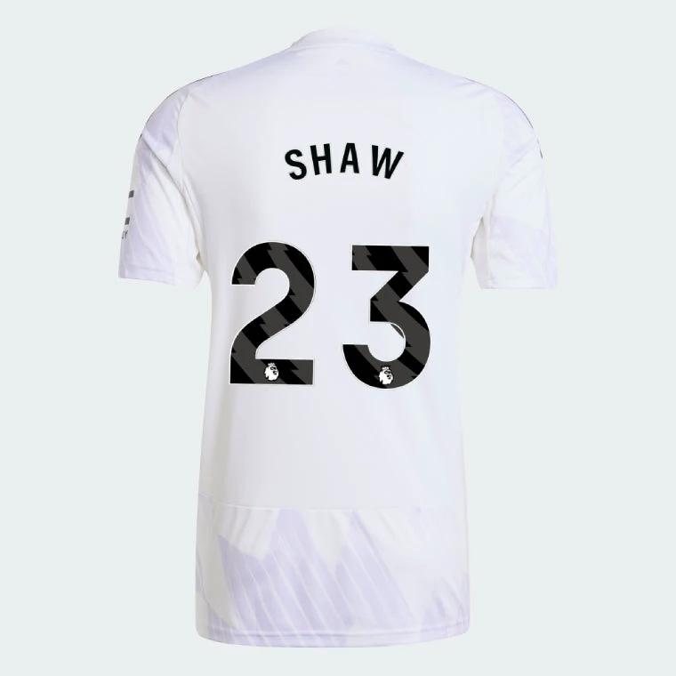 Manchester United 2025-26 Away SHAW 23 Match Jersey – White by Soccer Jersey