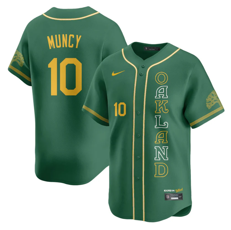 Max Muncy Jersey #10 Oakland Athletics City Connect Concept Stitched Green by My Store
