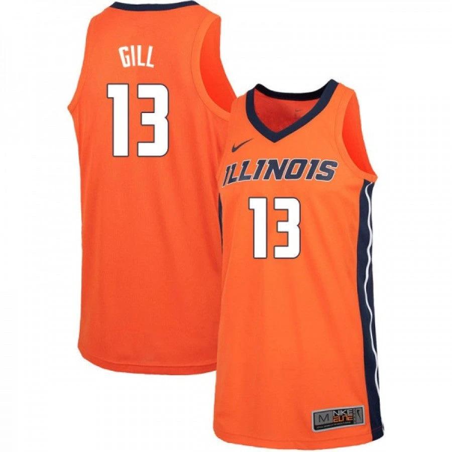 Mens Illinois Fighting Illini Kendall Gill Jersey #13 Stitch Orange College Basketball Jerseys by My store basketball
