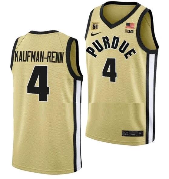 Men's #4 Trey Kaufman Renn Jersey Purdue Boilermakers College Basketball Jerseys Gold by My store basketball