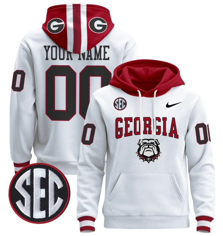 Men's Custom Georgia Bulldogs Pullover Hoodie 2024 V2 by Hoodie Pullover