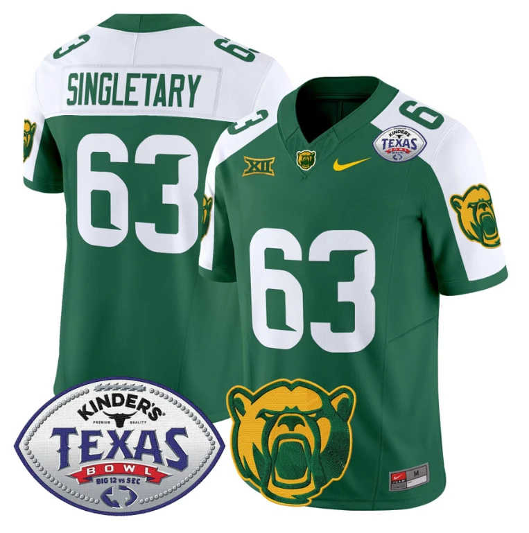 Mike SingletaryJersey #63 Baylor Bears 2024 Texas Bowl Football Green Alternate by NCAA Football Jersey